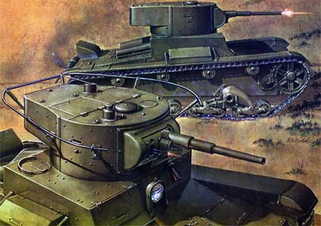 Танки Т-26 в бою