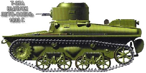 Танк Т-37А выпуск лето-осень 1933 года